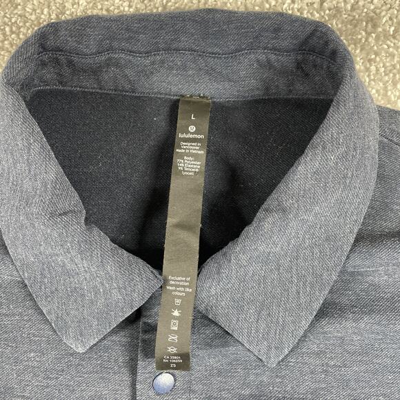 Lululemon Dress Shirt Mens Large Snap Stretch Performance Pockets Button Up - Picture 3 of 13